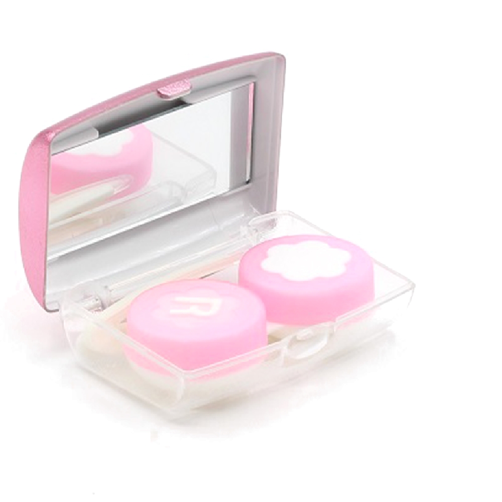 Pembe Aynalı Lens Kutusu Seyahat Kiti